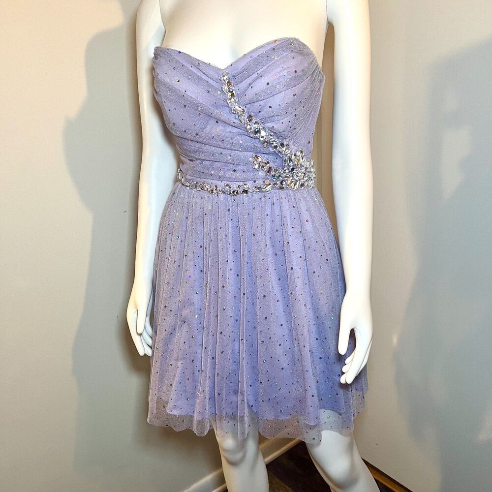 Rhinestone Strapless Mini Dress 9/10 - Prom Y2K Fairy Glam Mermaid Mcbling 2010s